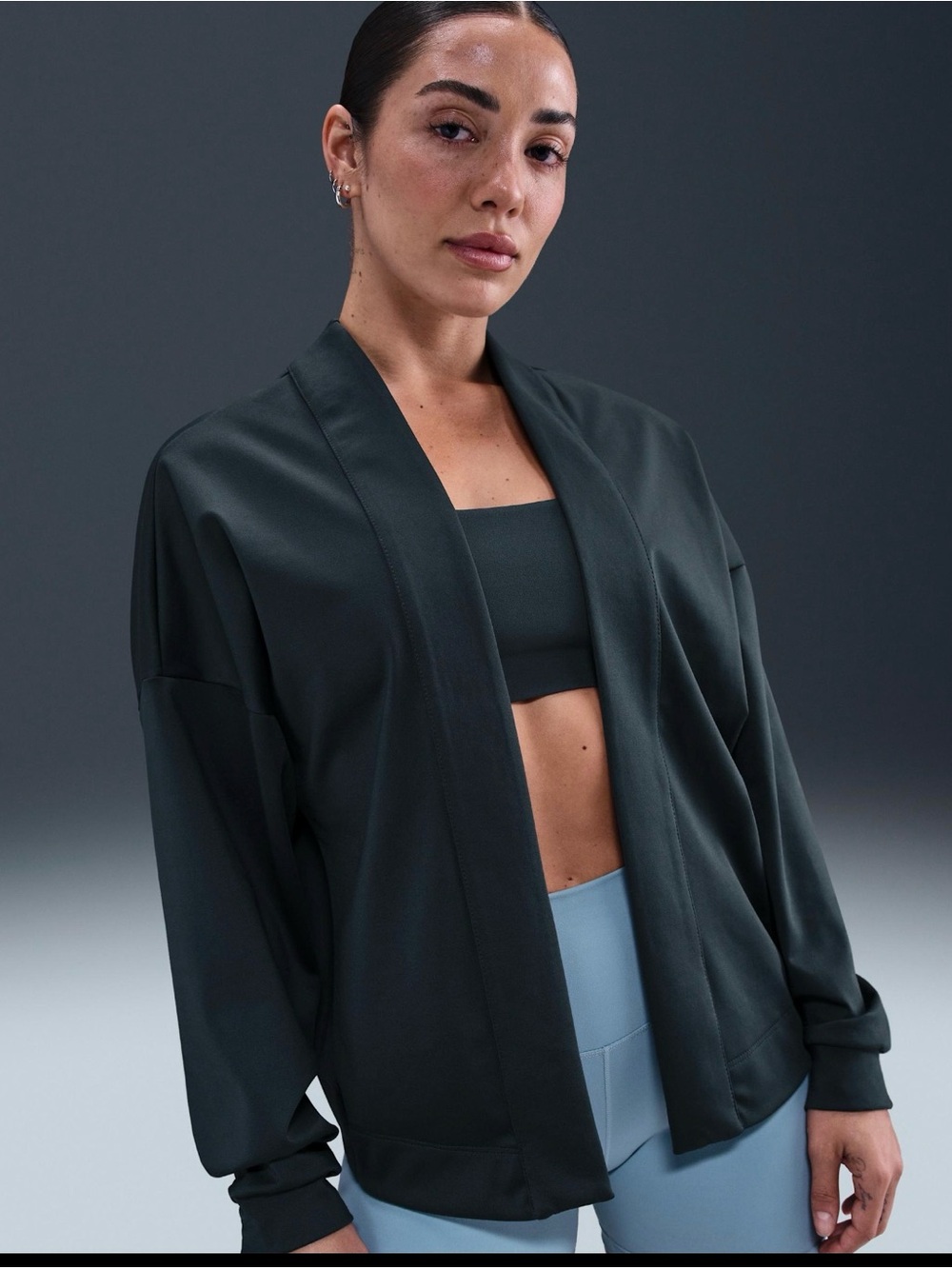 Nike Zenvy Women’s Dri-FIT Oversized Cardigan - Seaweed